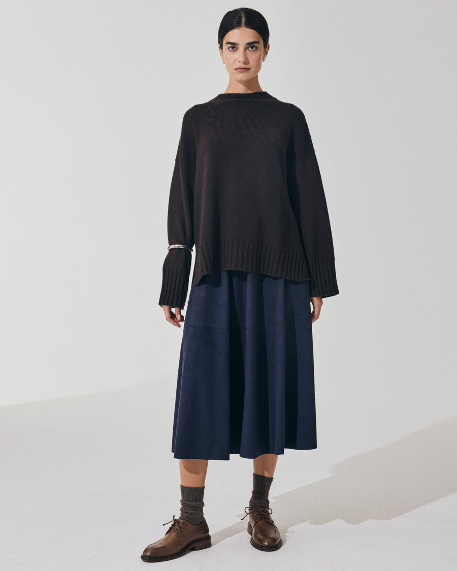 Scaglione ROUND NECK BOXY SOFT EBANO In Saldo