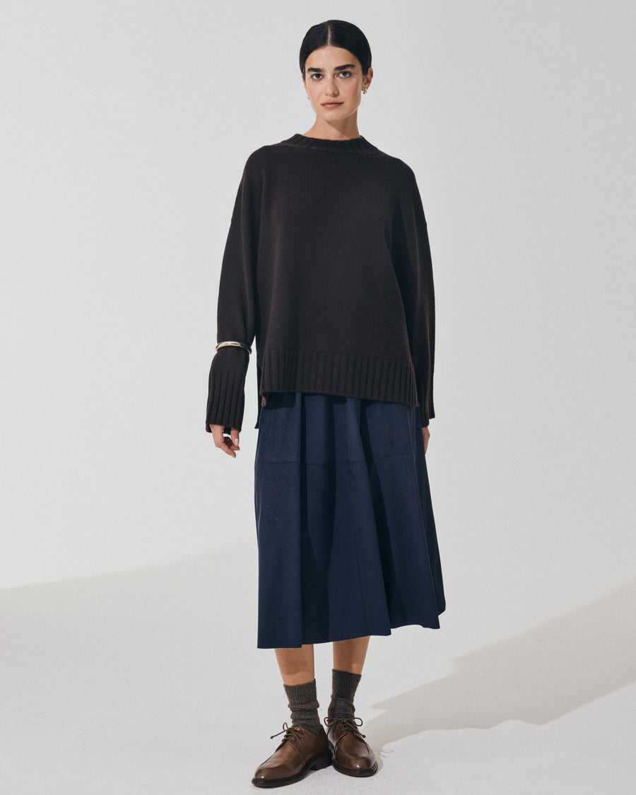 Scaglione ROUND NECK BOXY SOFT EBANO In Saldo