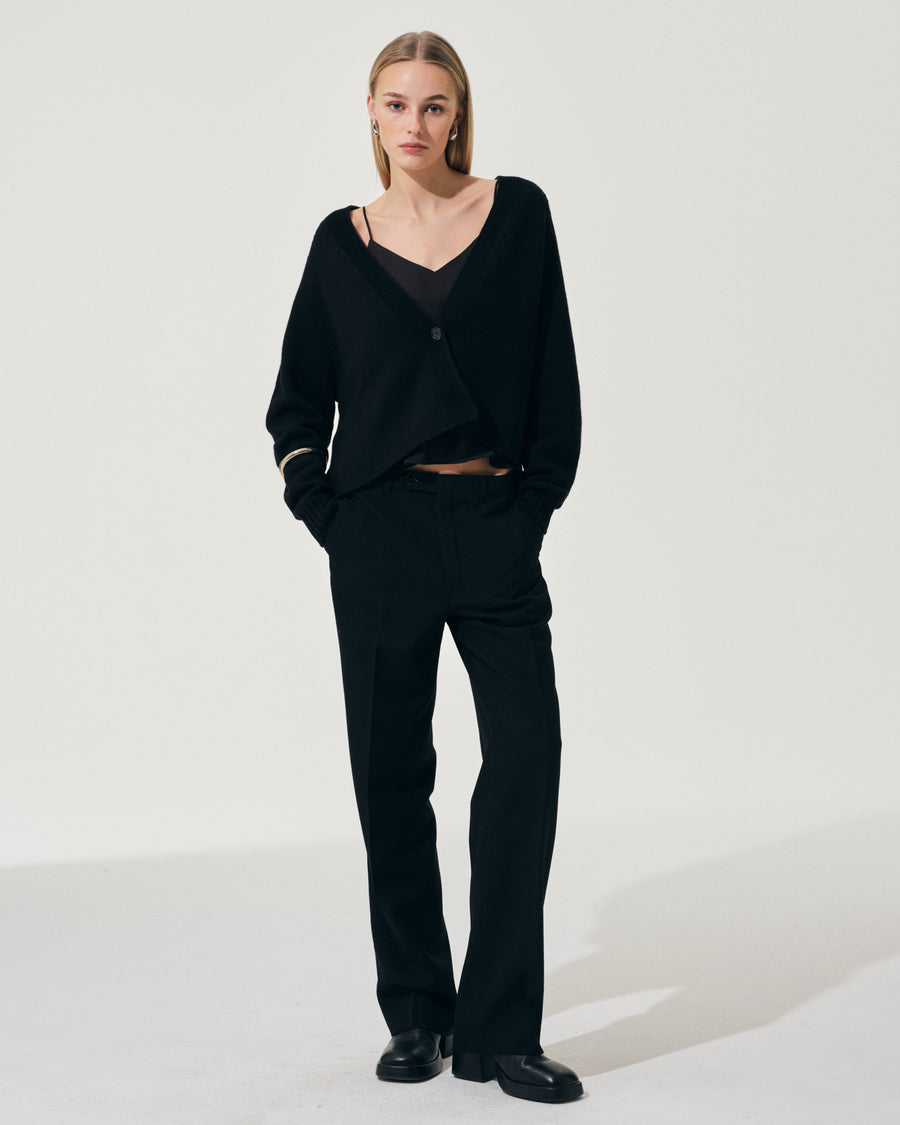 Scaglione CARDIGAN RAGLAN SEAMLESS MERINO BLACK Comprare a buon mercato