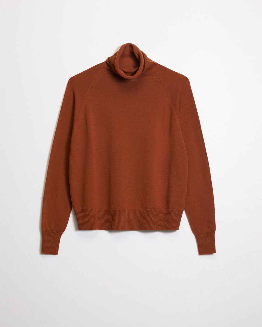 Scaglione MOCK N.RAGLAN SEAMLESS MERINO RUST Offerta esclusiva
