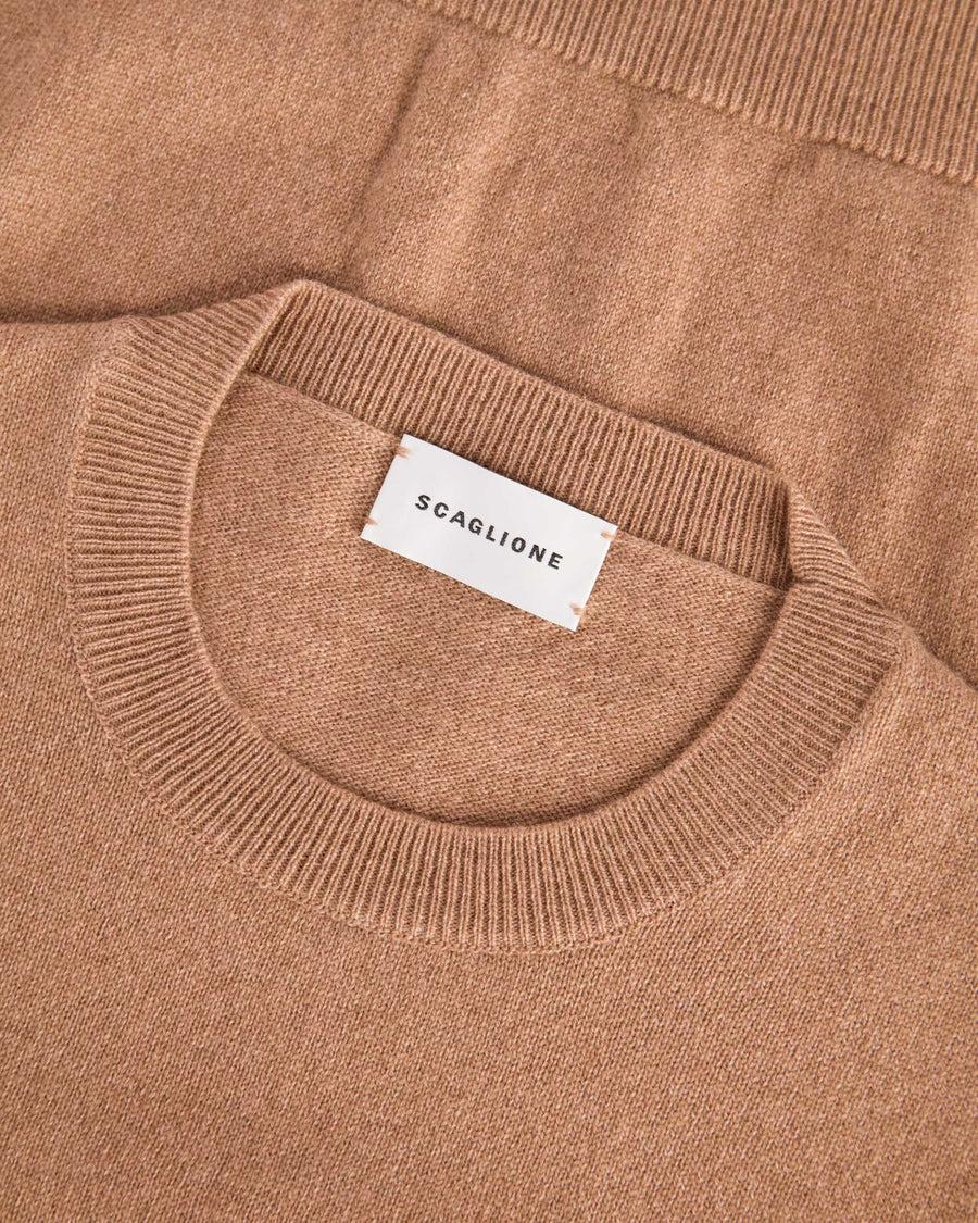Scaglione T-SHIRT RIBBED SIDES CARAMEL Offerta San Valentino