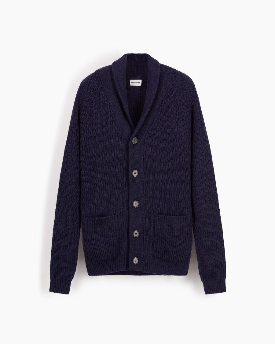 Scaglione CARDIGAN PANNOCCHIA HYBRD CASHMERE NAVY Offerte stagionali