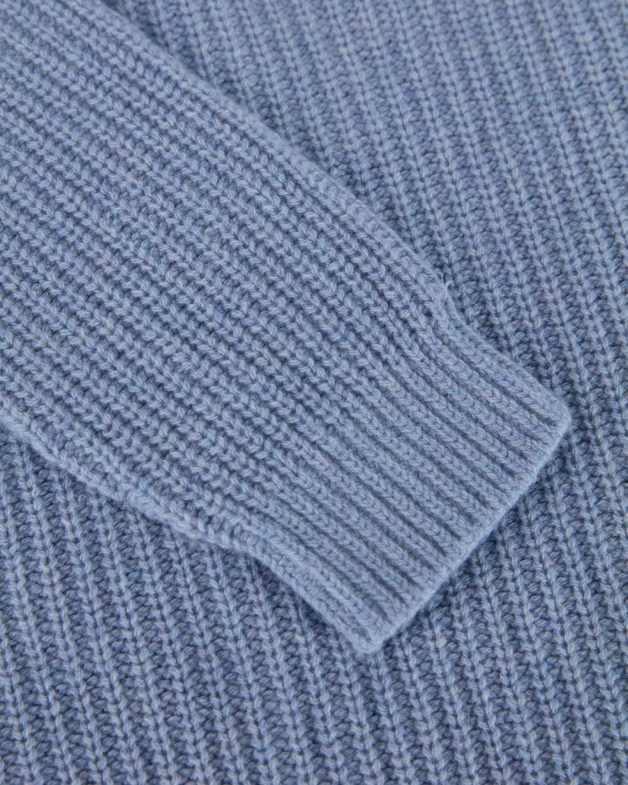 Scaglione ROUND NECK PANNOCCHIA RAGLAN HYBRD CASHMERE CELESTE Liquidazione