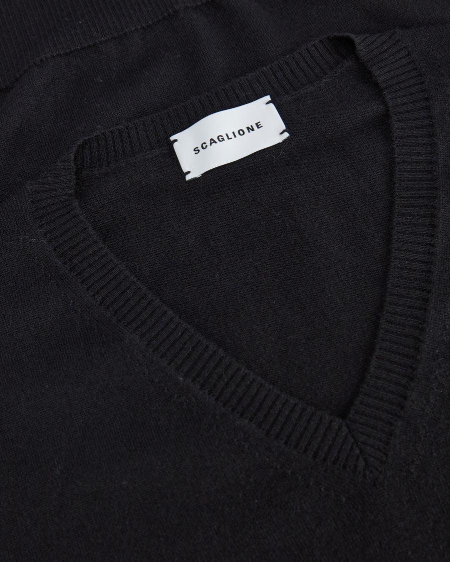 Scaglione V NECK CASH-SILK BLACK Prezzo basso