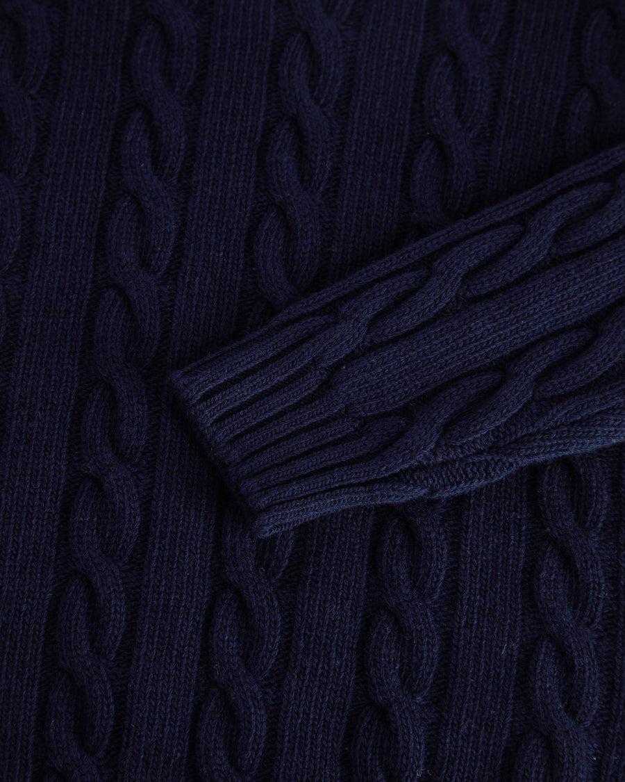 Scaglione TURTLE NECK CABLES MIX CASH NAVY Super sconto
