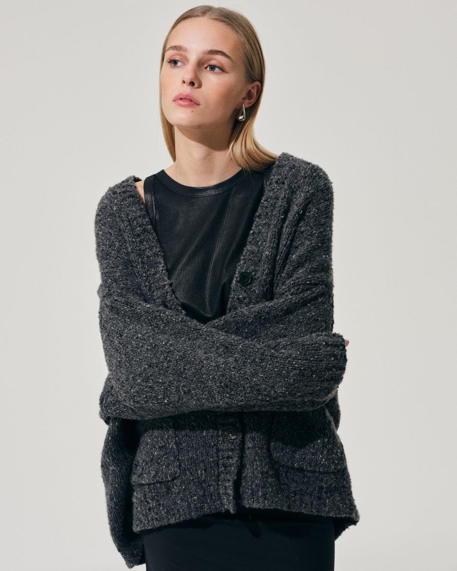 Scaglione MAXI CARDIGAN CASHMERE MULINE' BLACK Enormi sconti