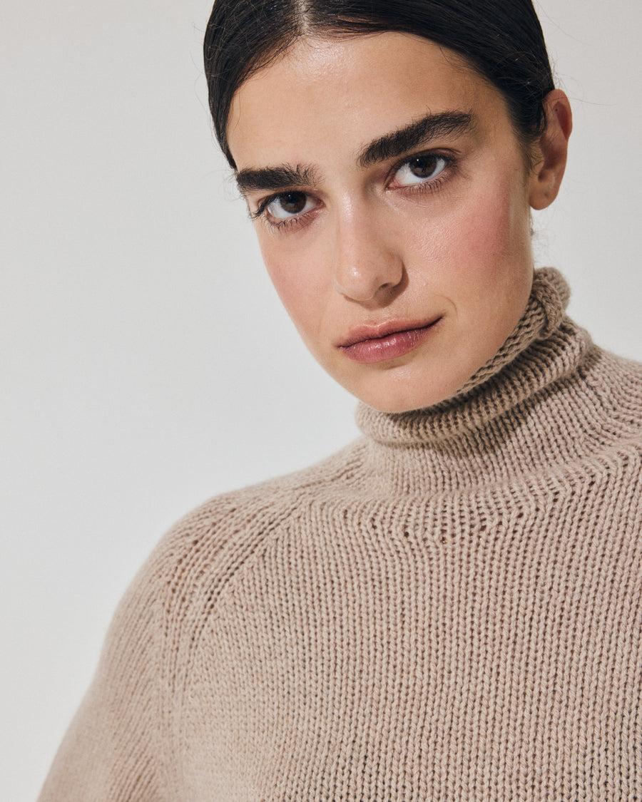 Scaglione MOCK NECK RAGLAN SUPERSOFT SAND Italy