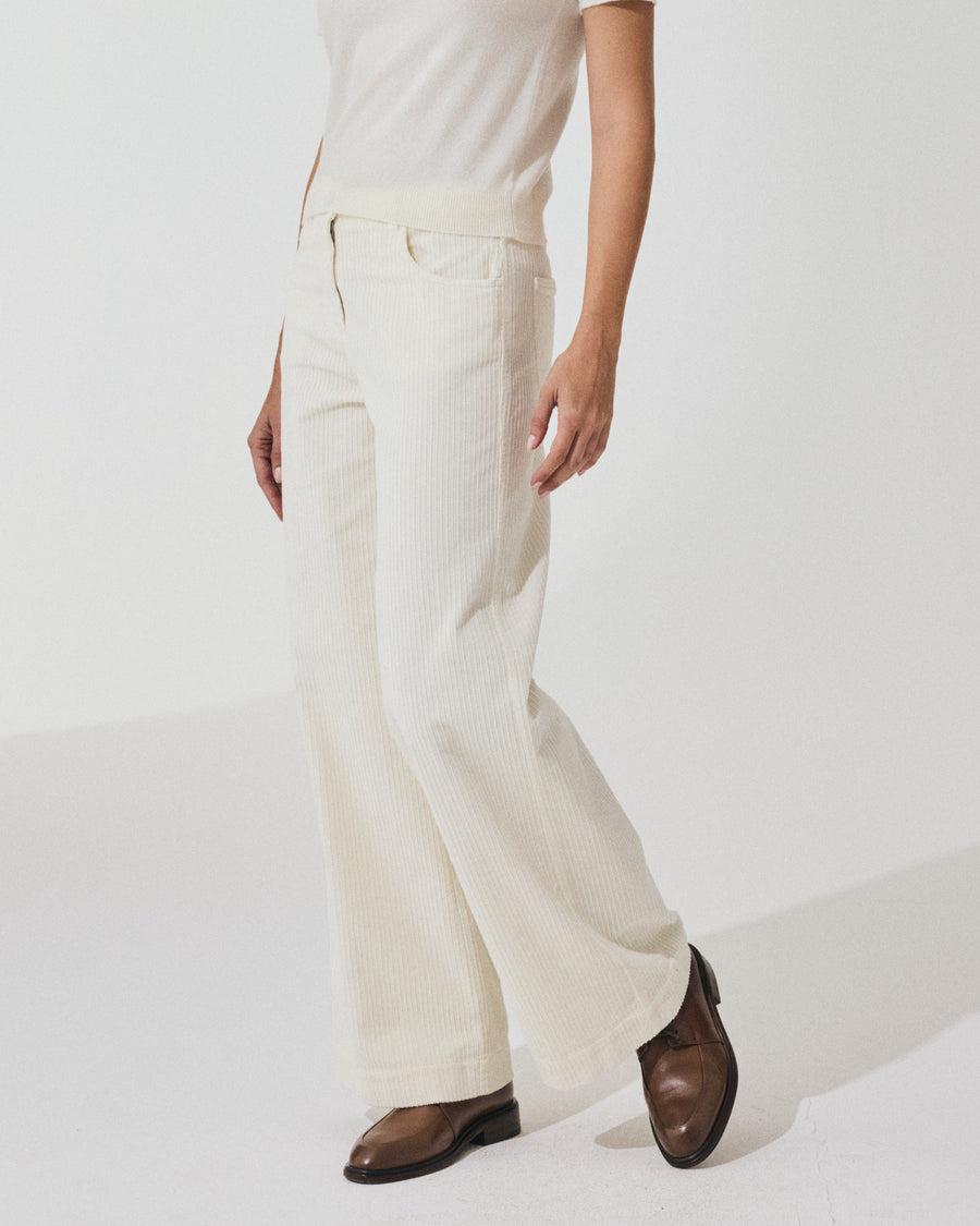 Scaglione PANT 5 TASCHE FLARE VELVET LATTE Convenienza