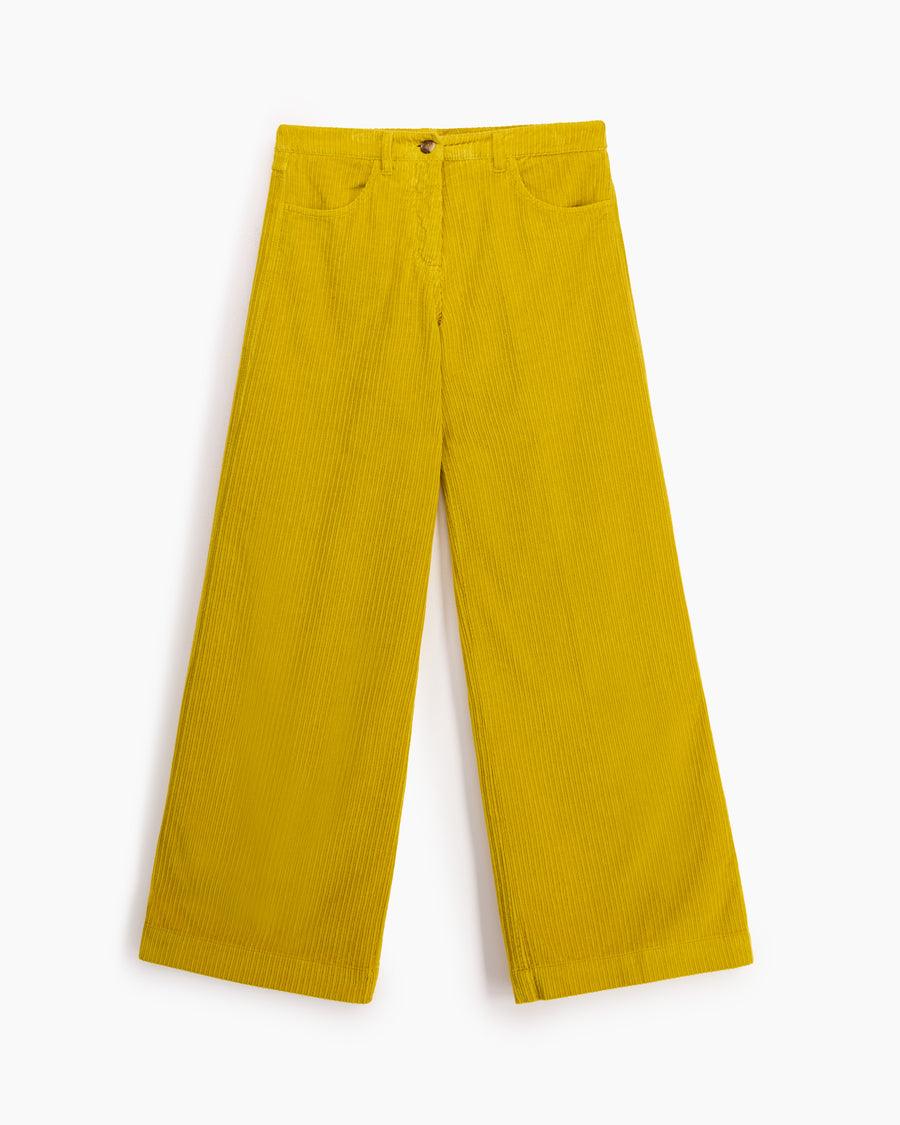 Scaglione PANT 5 TASCHE FLARE VELVET GIALLO Novità