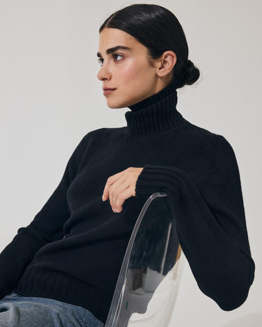 Scaglione TURTLE NECK SOFT HYBRID CASHMERE BLACK Black Friday