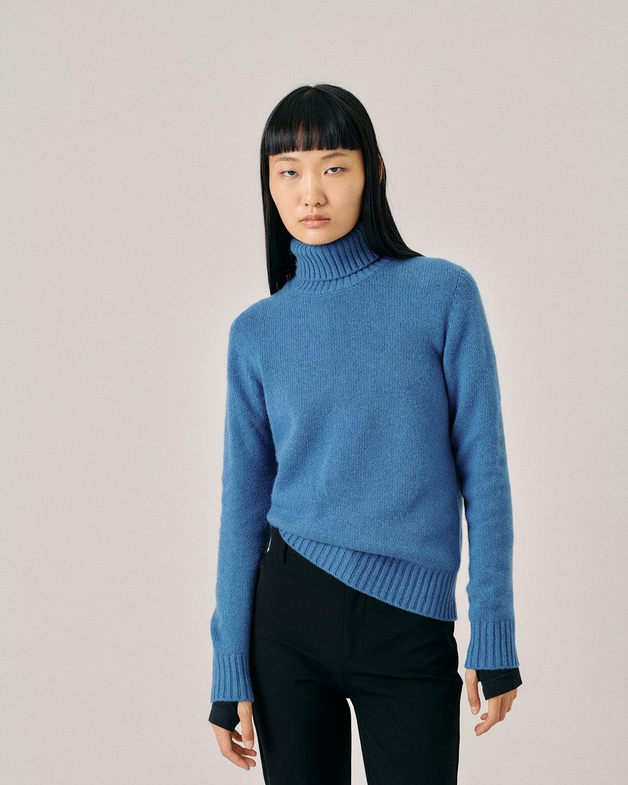 Scaglione TURTLE NECK SOFT HYBRID CASHMERE CORNFLOWER Cyber Monday