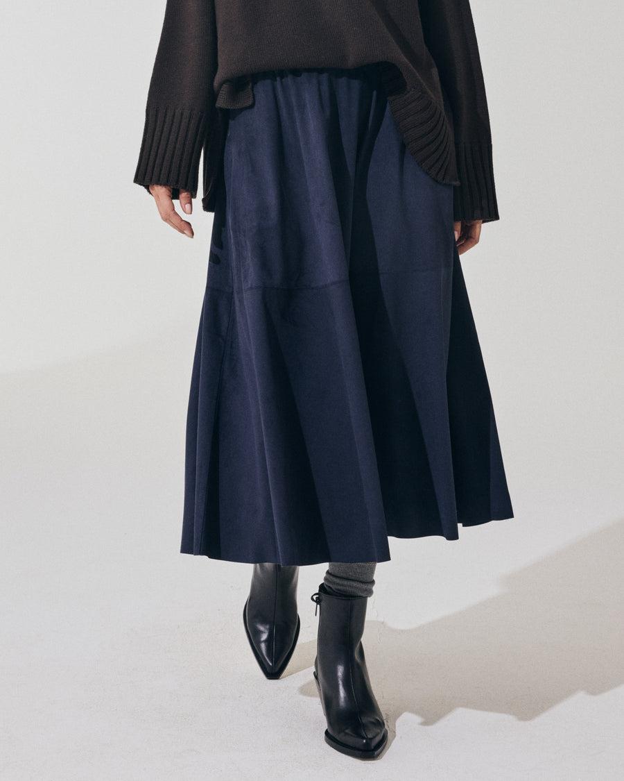 Scaglione SKIRT RUOTA ECOSUEDE NAVY Comprane uno, ottenene uno gratis