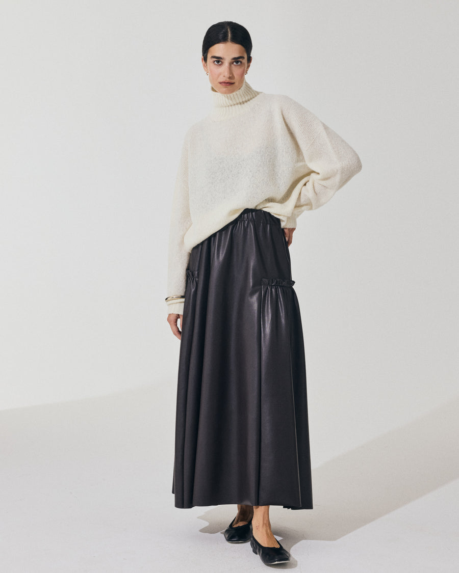 Scaglione SKIRT LUNGA CON ARRICCIO ECOPELLE MORO Offerte giornaliere