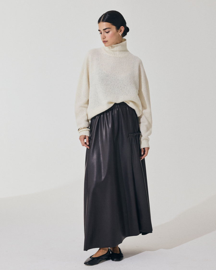 Scaglione SKIRT LUNGA CON ARRICCIO ECOPELLE MORO Offerte giornaliere