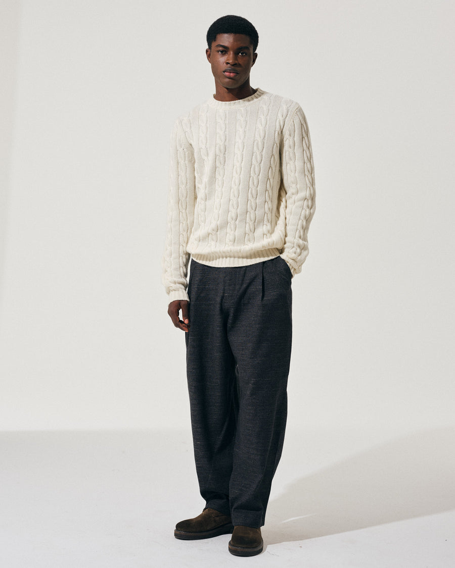 Scaglione ROUND NECK CABLES MIX CASH MILK Ultimi tre giorni