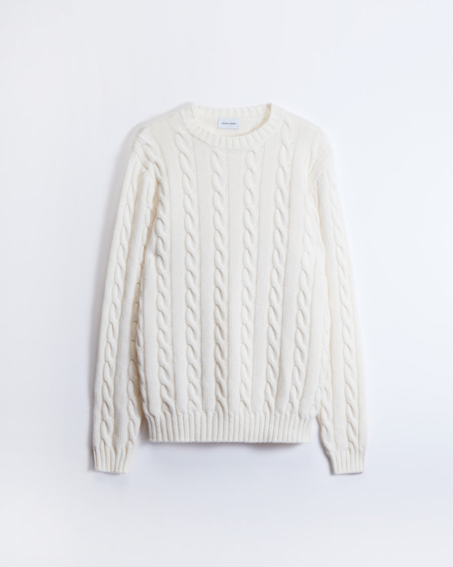 Scaglione ROUND NECK CABLES MIX CASH MILK Ultimi tre giorni