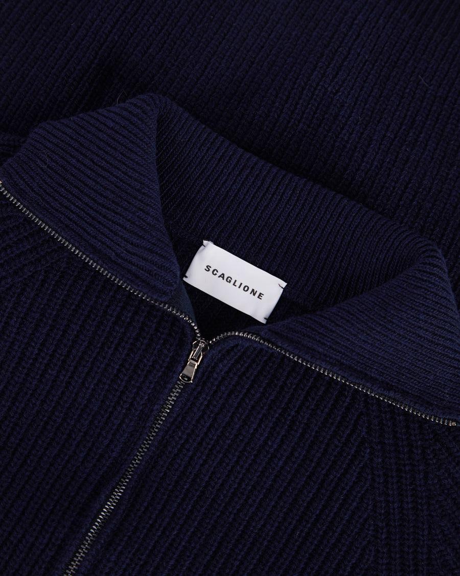Scaglione ZIPPER T.NECK PANNOCCHIA CASH BLEND NAVY Sostegno trimestrale