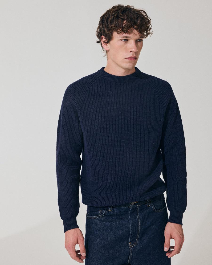 Scaglione ROUND NECK FISHERMAN MIX CASH NAVY Solo un giorno rimasto