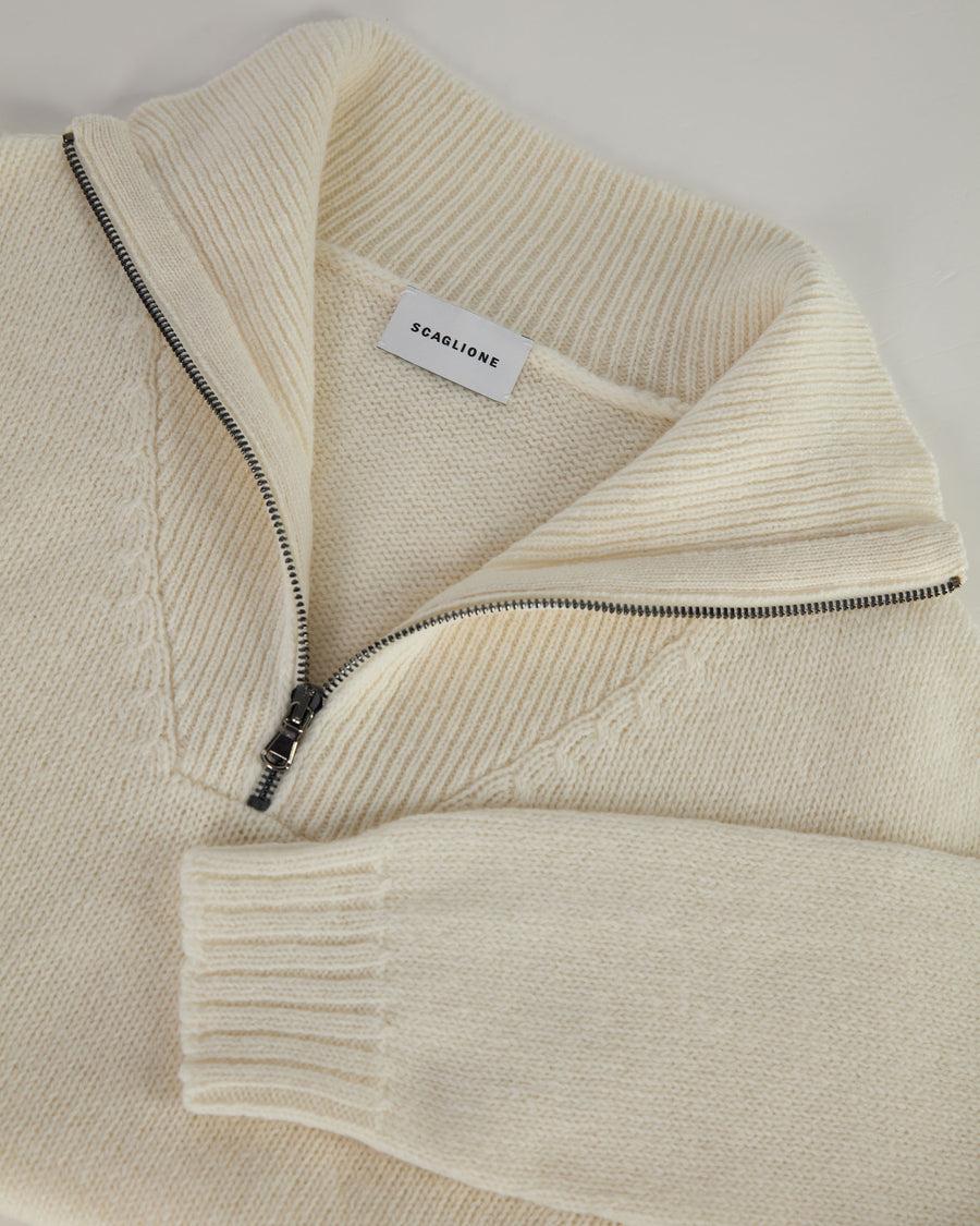 Scaglione MOCK NECK ZIP SOFTWOOL ICE In Linea