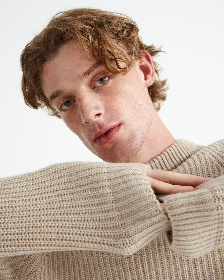 Scaglione ROUND NECK RIBBED HYBRD CASHMERE BEIGE Outlet