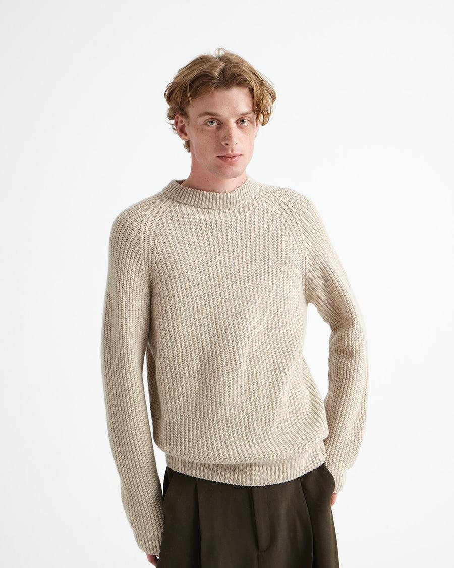 Scaglione ROUND NECK RIBBED HYBRD CASHMERE BEIGE Outlet