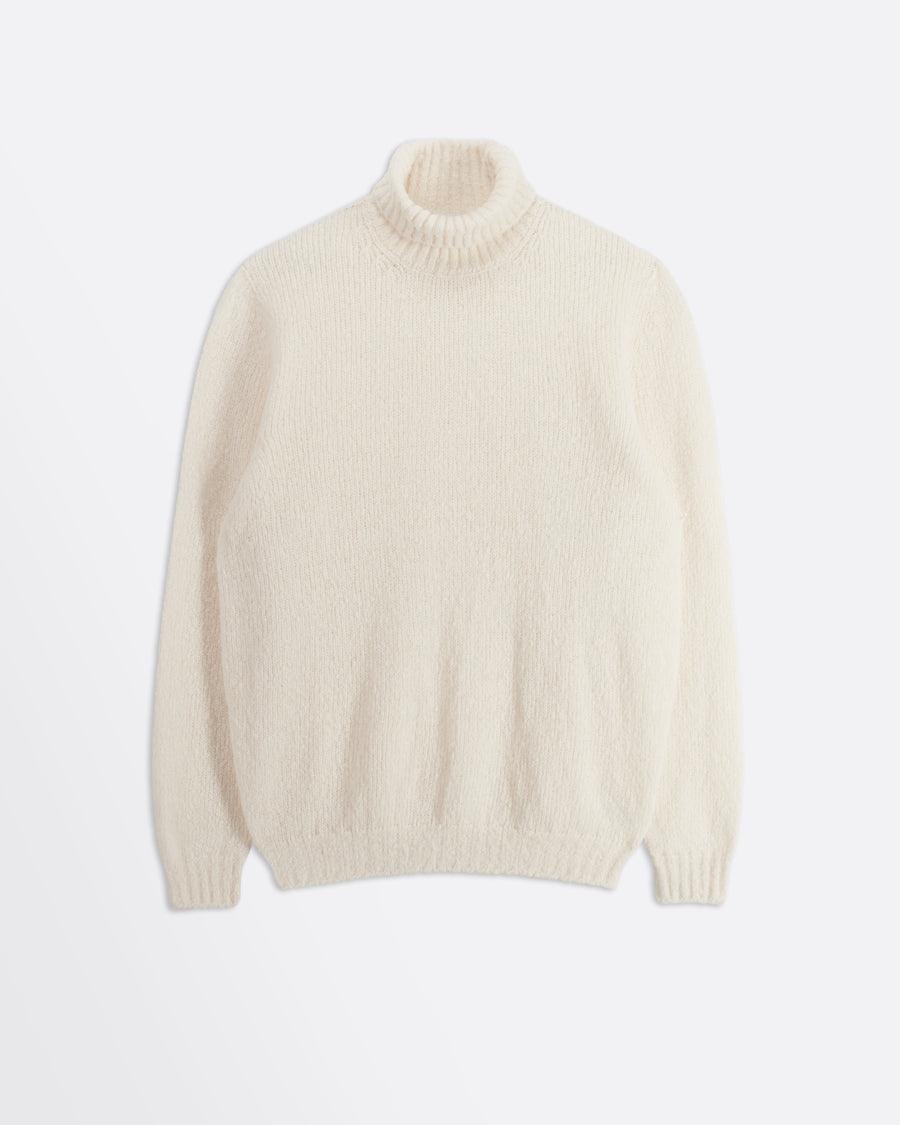 Scaglione TURTLE NECK SEAMLESS PUFFED CASHMERE MILK Fornitura limitata