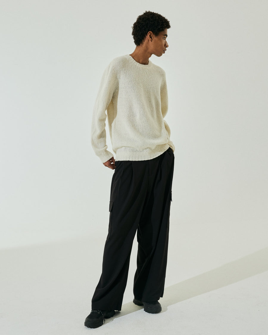 Scaglione ROUND NECK SEAMLESS PUFFED CASHMERE MILK Vendita calda