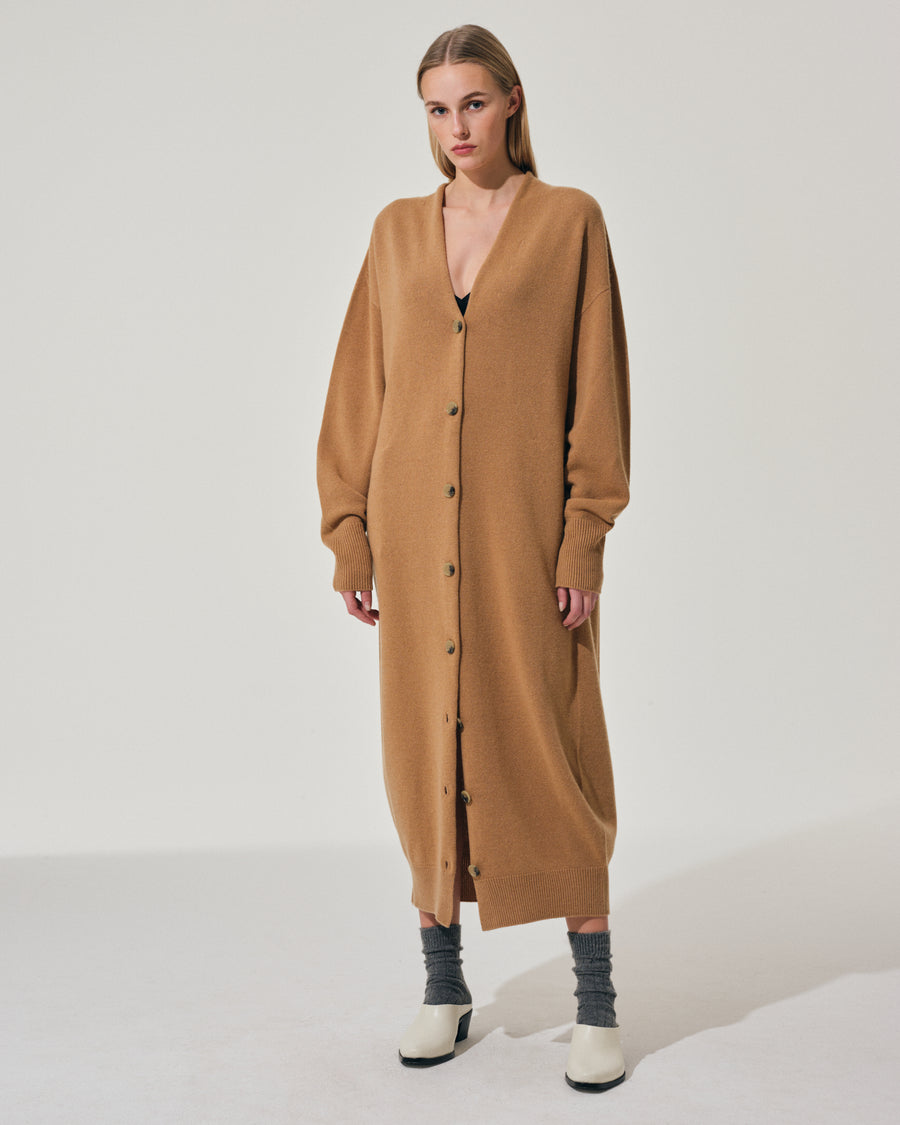 Scaglione CARDIGAN LUNGO SEAMLESS CARAMEL Bestseller