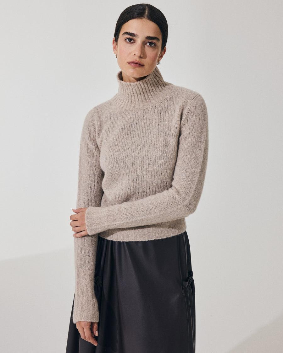 Scaglione TURTLE NECK SLIM PUFFED CASHMERE BEIGE Liquidazione