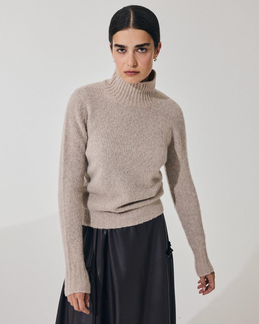 Scaglione TURTLE NECK SLIM PUFFED CASHMERE BEIGE Liquidazione