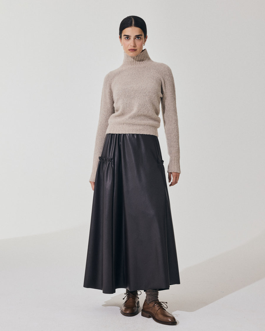 Scaglione TURTLE NECK SLIM PUFFED CASHMERE BEIGE Liquidazione