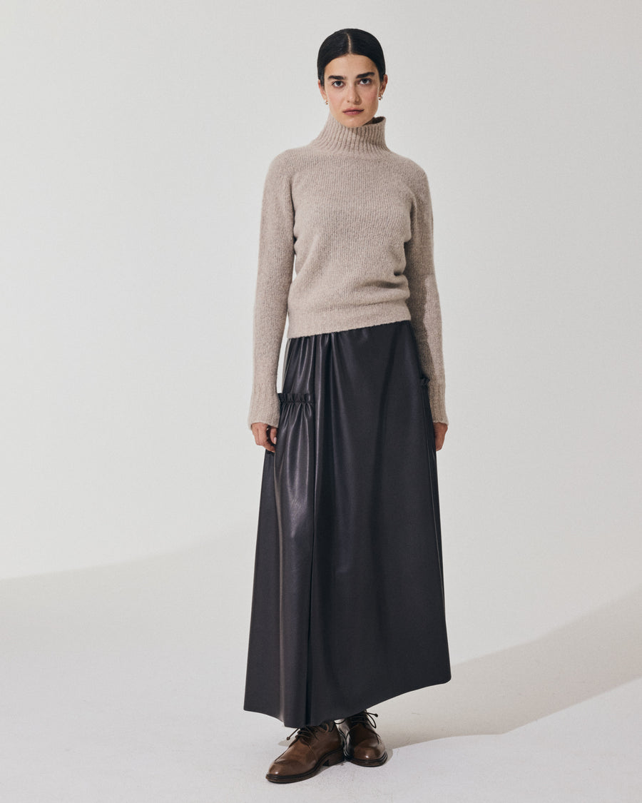Scaglione TURTLE NECK SLIM PUFFED CASHMERE BEIGE Liquidazione