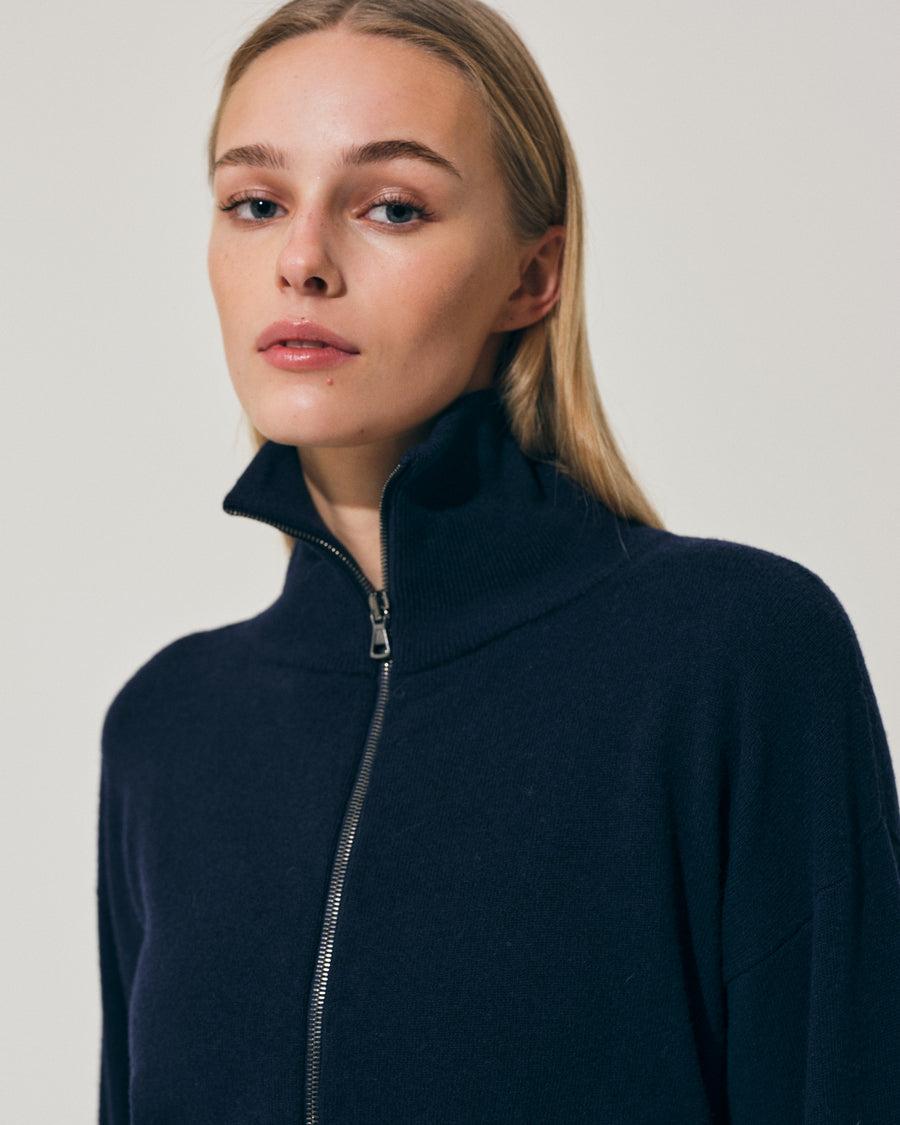Scaglione BOMBER ZIP CASH BLEND NAVY Prezzo basso