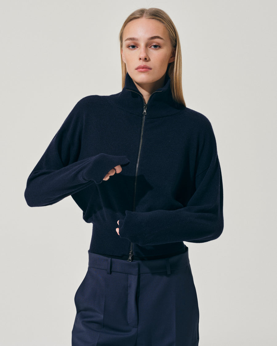 Scaglione BOMBER ZIP CASH BLEND NAVY Prezzo basso