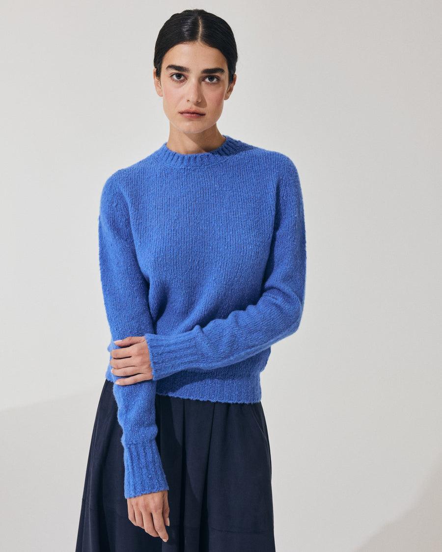 Scaglione ROUND NECK SLIM PUFFED CASHMERE SEAMLESS CORNFLOWER Fino al 60% di sconto