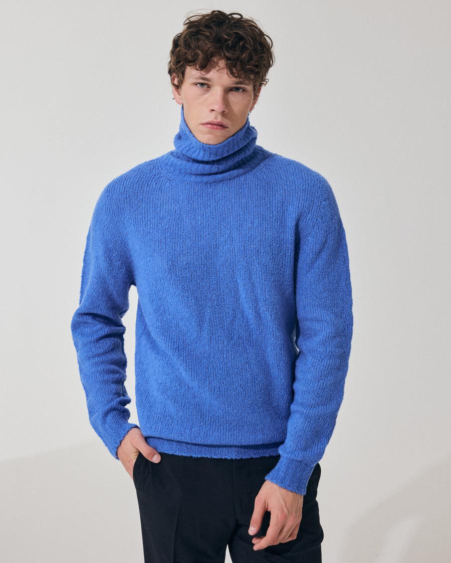 Scaglione TURTLE NECK SEAMLESS PUFFED CASHMERE CASHMERE CORNFLOWER Qualità