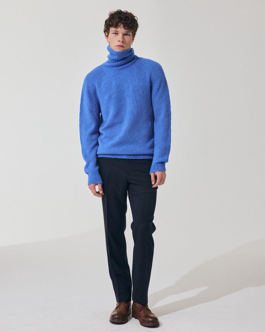 Scaglione TURTLE NECK SEAMLESS PUFFED CASHMERE CASHMERE CORNFLOWER Qualità