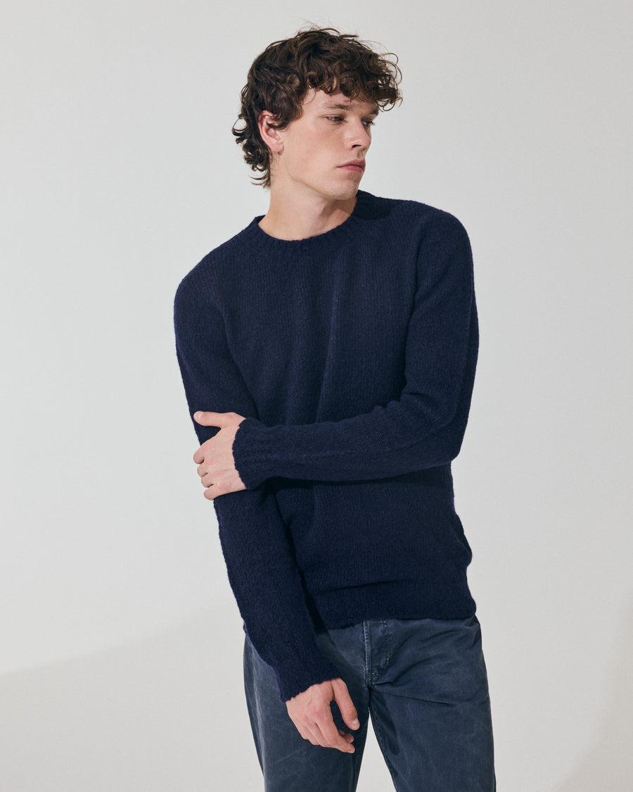 Scaglione ROUND NECK SEAMLESS PUFFED CASHMERE CASHMERE NAVY Soddisfazione Garantita