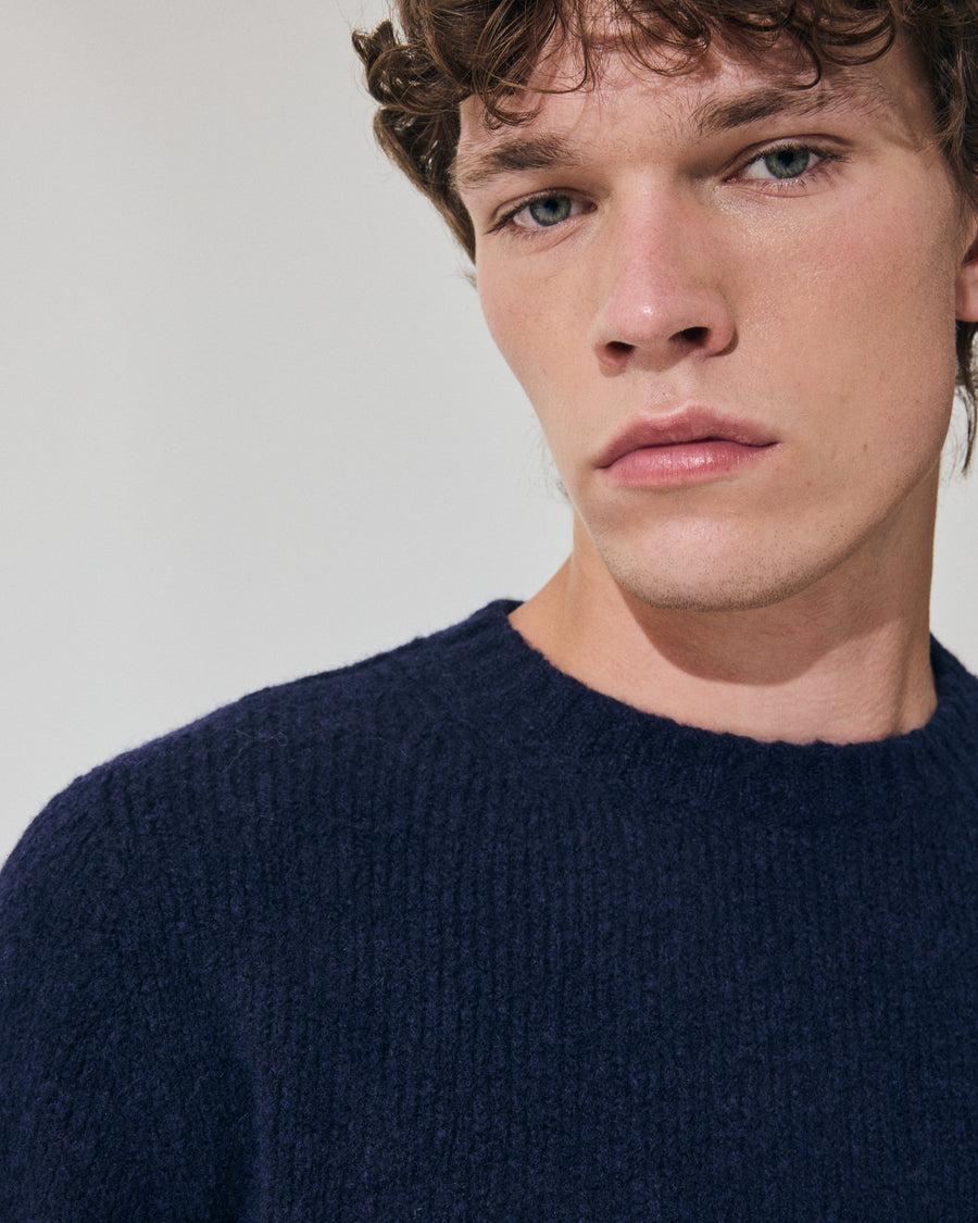 Scaglione ROUND NECK SEAMLESS PUFFED CASHMERE CASHMERE NAVY Soddisfazione Garantita