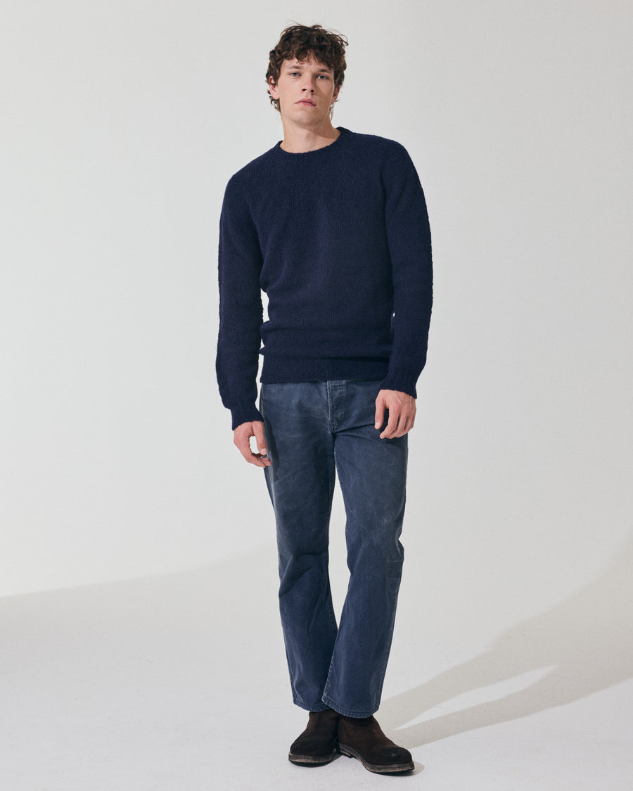 Scaglione ROUND NECK SEAMLESS PUFFED CASHMERE CASHMERE NAVY Soddisfazione Garantita