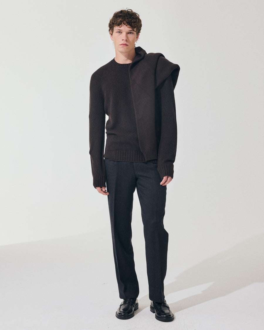 Scaglione ROUND NECK SOFT HYBRD CASHMERE EBANO Promozione Limitata