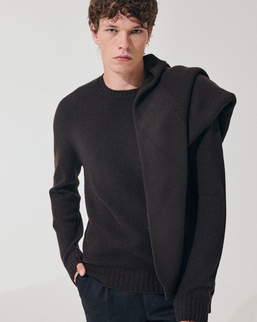 Scaglione ROUND NECK SOFT HYBRD CASHMERE EBANO Promozione Limitata