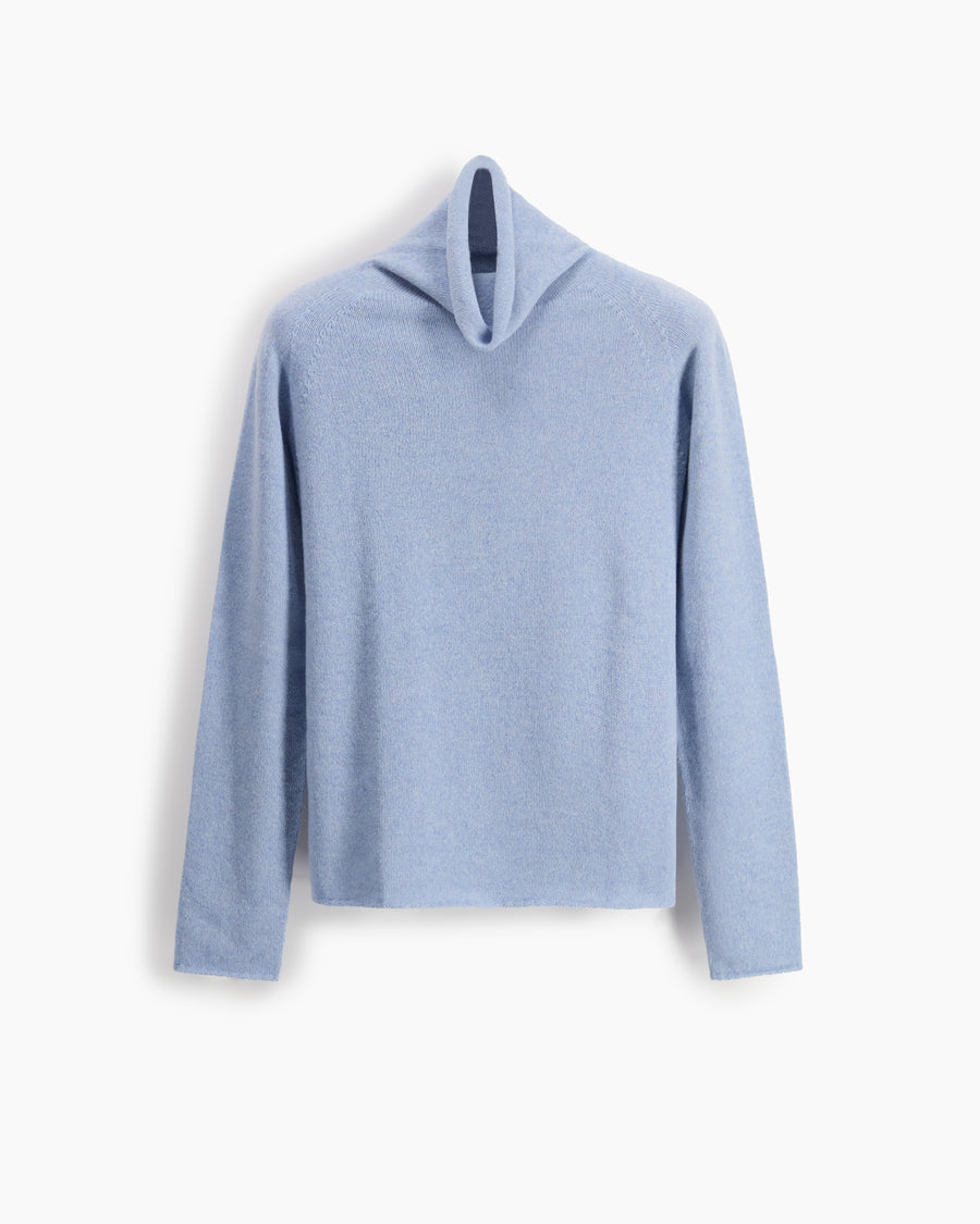 Scaglione TURTLE NECK RAGLAN SEAMLESS HYBRID CASHMERE CELESTE Moda
