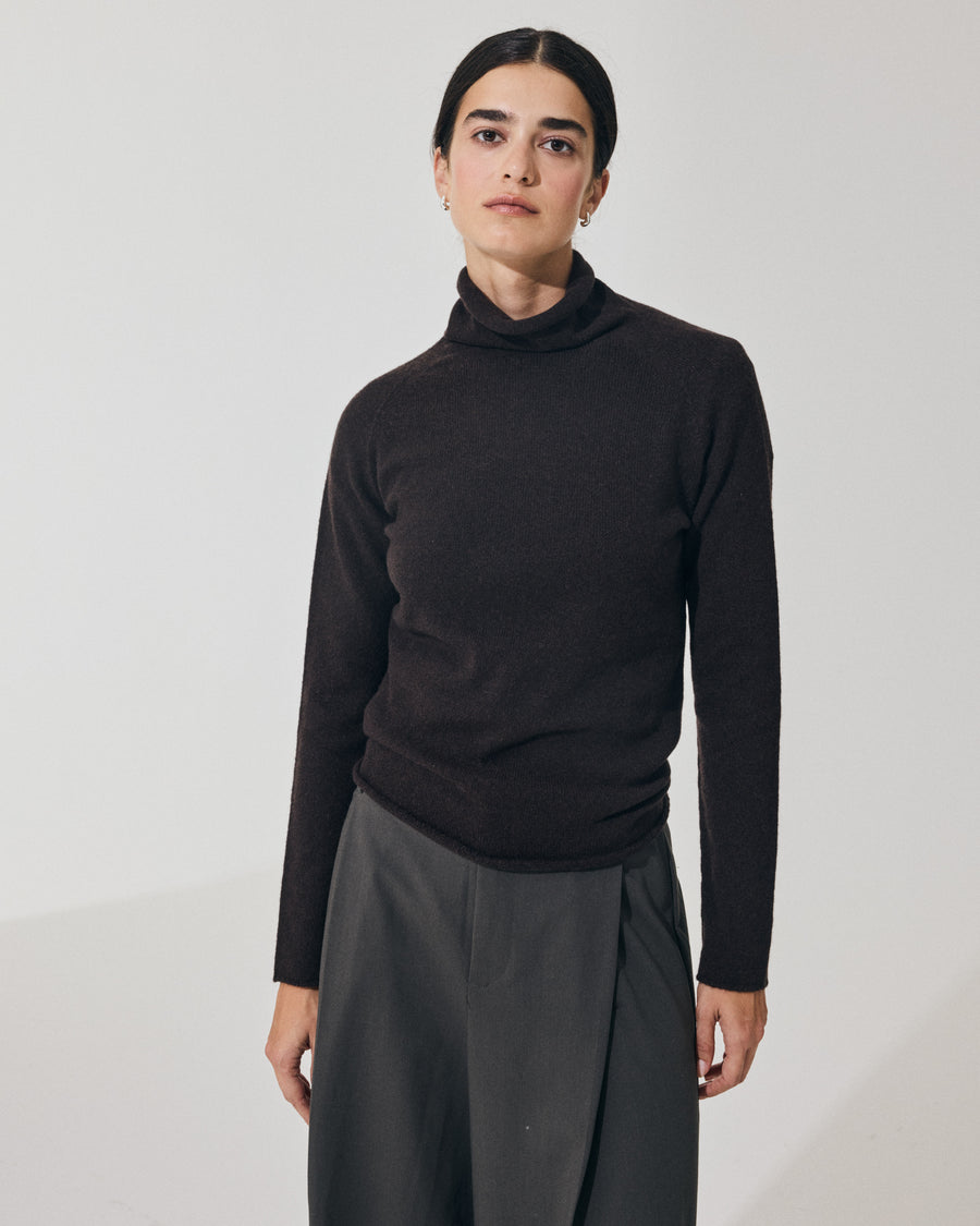 Scaglione TURTLE NECK RAGLAN SEAMLESS HYBRID CASHMERE EBANO Sconto di tempo limitato