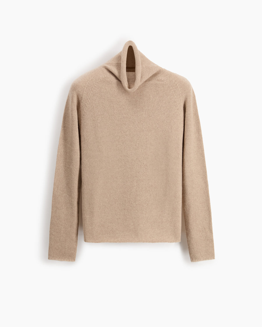 Scaglione TURTLE NECK RAGLAN SEAMLESS HYBRID CASHMERE SAND Negozio online di fabbrica