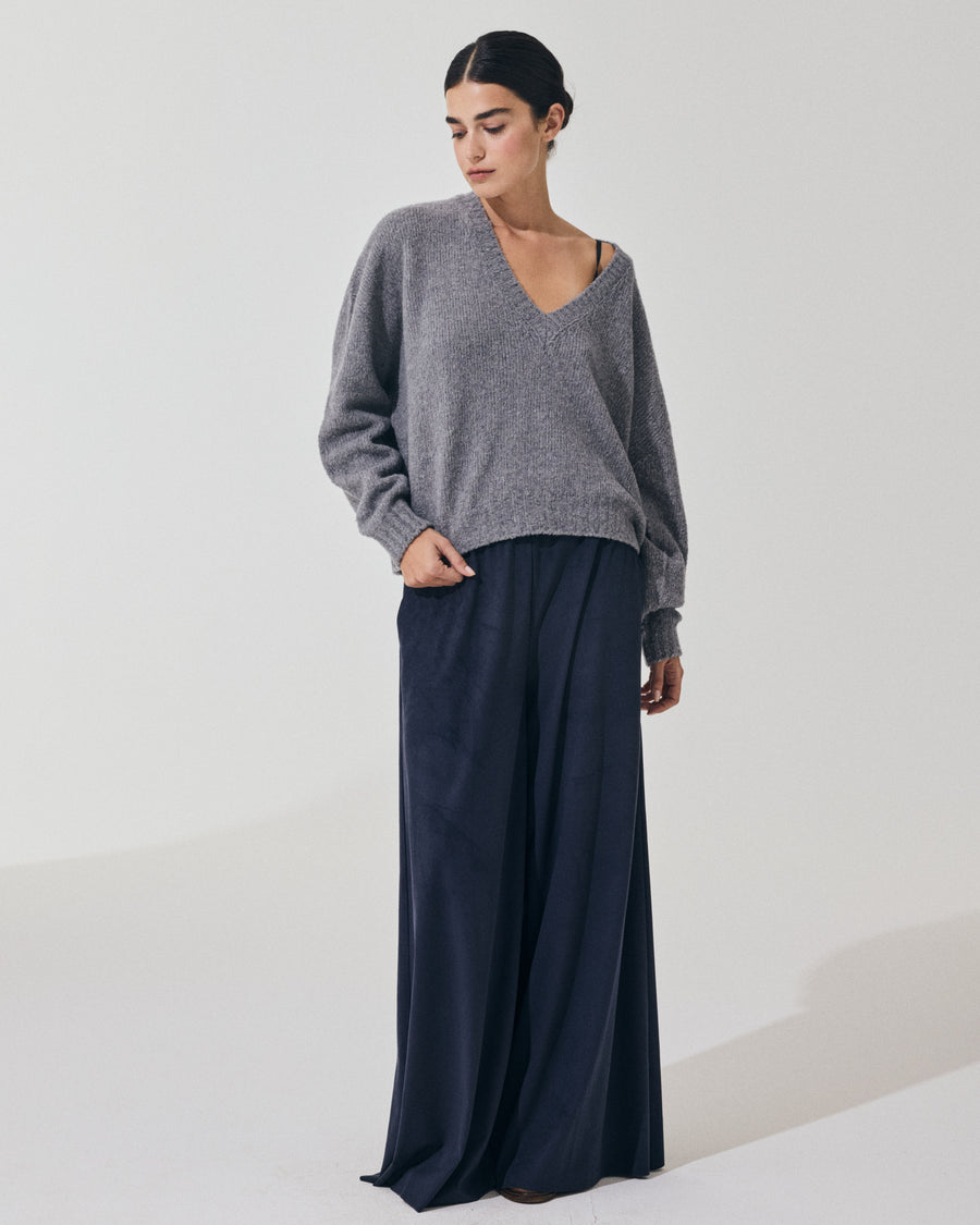Scaglione V NECK OVER PUFFED CASHMERE GREY Comprare a buon mercato