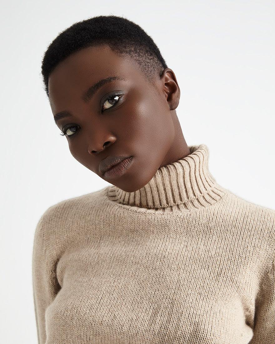 Scaglione TURTLE NECK SOFT HYBRID CASHMERE SAND Fornitura limitata