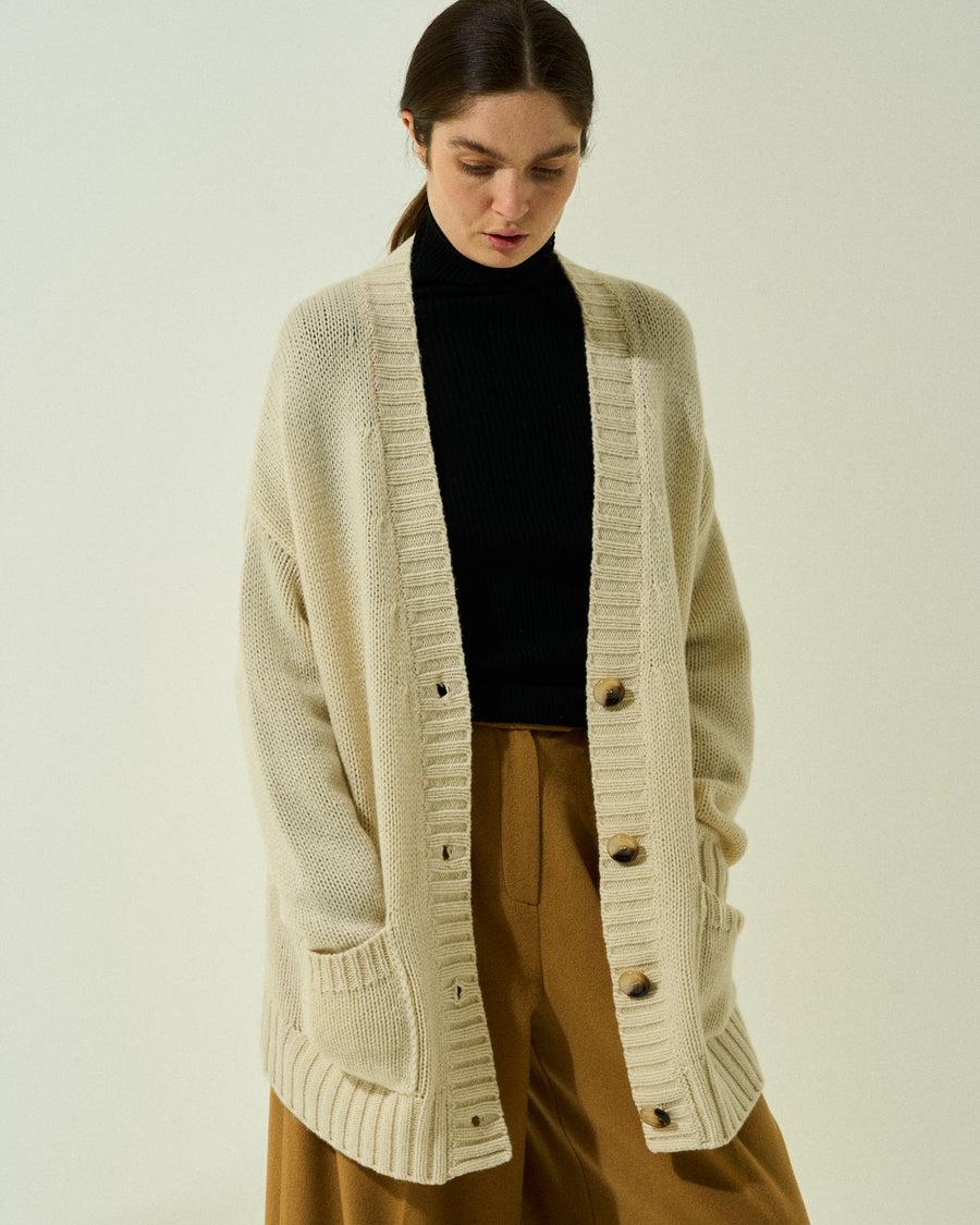 Scaglione CARDIGAN SUPERSOFT HYBRID MILK Black Friday