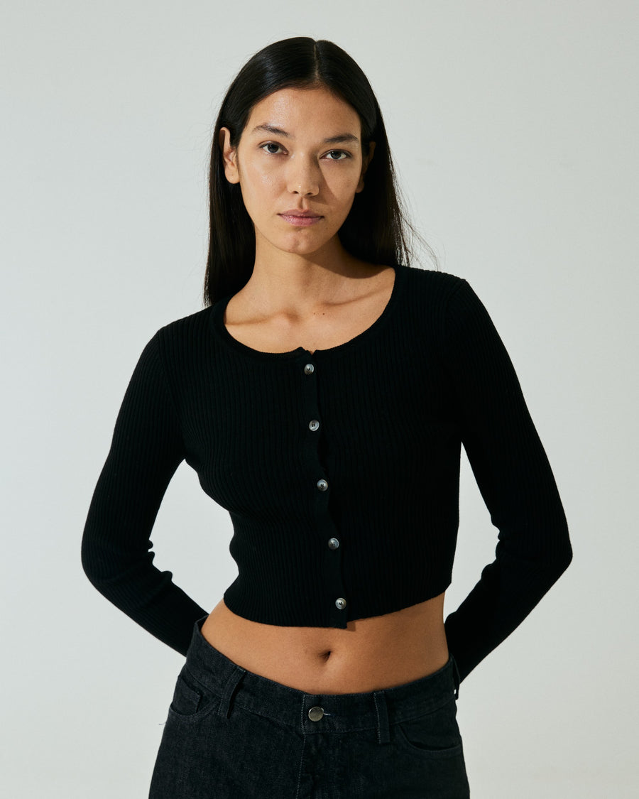 Scaglione CARDIGAN CROP COSTINA FINELUX BLACK Offerta natalizia