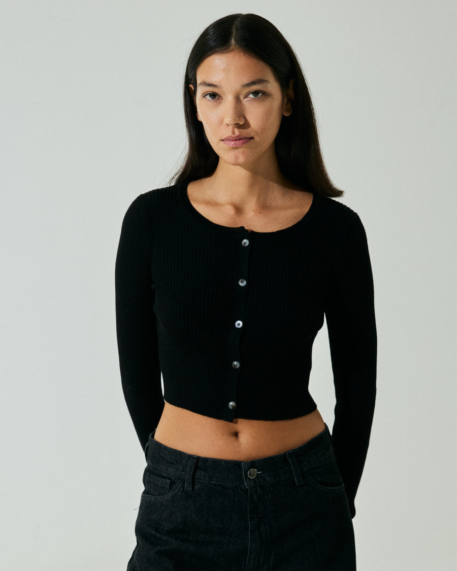 Scaglione CARDIGAN CROP COSTINA FINELUX BLACK Offerta natalizia